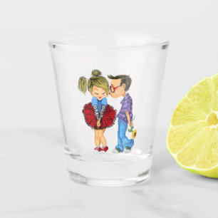 Cute Romantic Couple - Love - Kiss Shot Glass