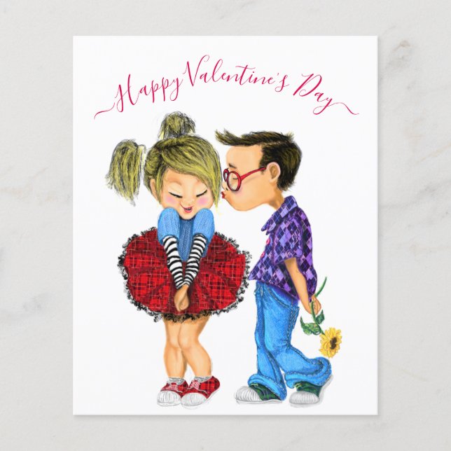 Cute Romantic Couple - Love - Valentine's Day Kiss Flyer (Front)
