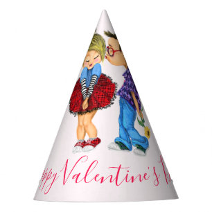 Cute Romantic Couple - Love - Valentine's Day Kiss Party Hat
