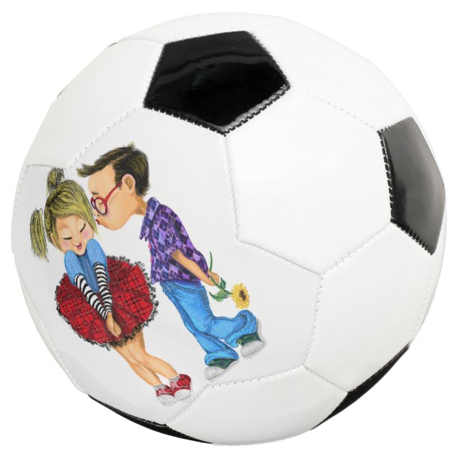 Cute Romantic Couple - Love - Valentine's Day Kiss Soccer Ball (Three Quarter)