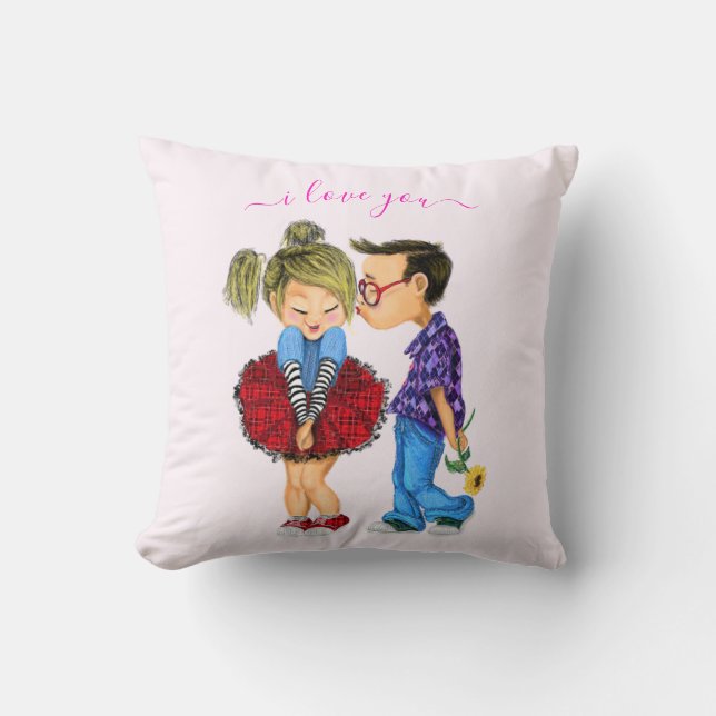 Cute Romantic Couple Pillow (Front)