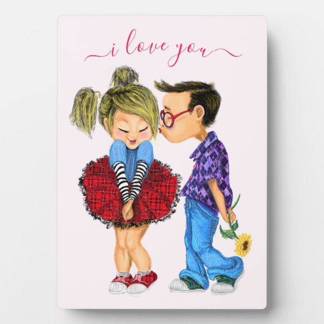 Cute Romantic Couple Plaque - I Love You (Front)