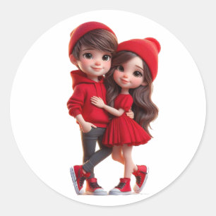 Cute Romantic Couple Sticker – Love & Valentine