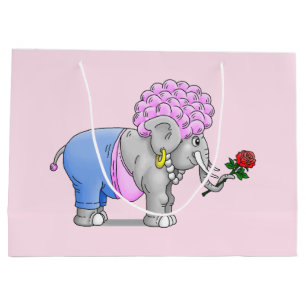 Cute Romantic Elephant Large Gift Bag