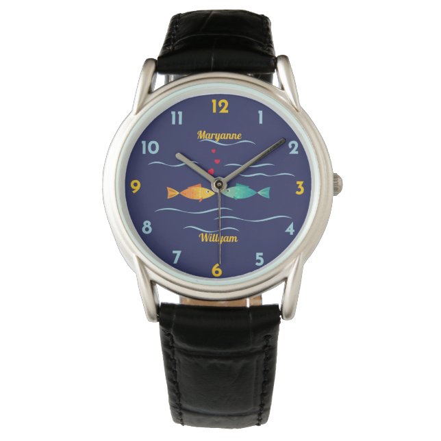 Cute Romantic Fish custom names Watch (Front)
