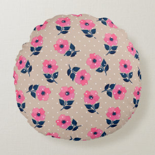 Cute Romantic Floral Design Round Cushion