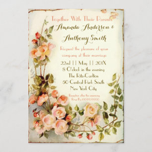 Cute romantic floral wedding invitation