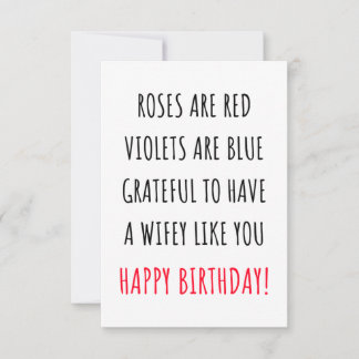 Cute romantic happy birthday card for her, wife