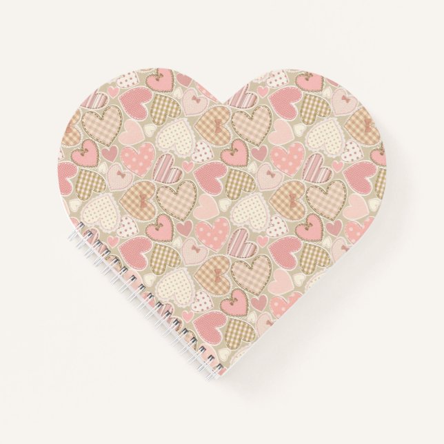 Cute Romantic Hearts Pattern Notebook (Front)