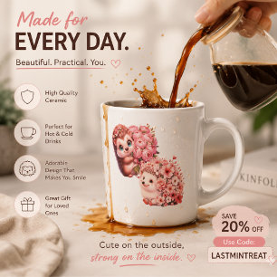 Cute Romantic Hedgehog Espresso Cup – Floral Coupl