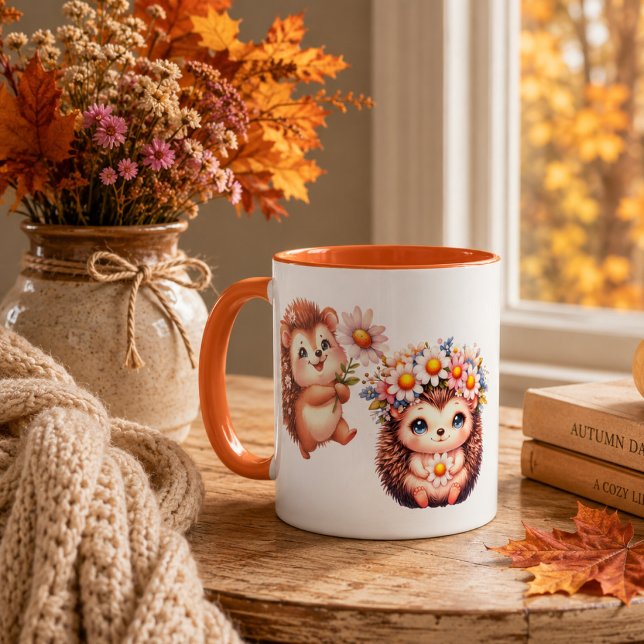 Cute Romantic Hedgehog Espresso Cup – Floral Coupl (Creator Uploaded)