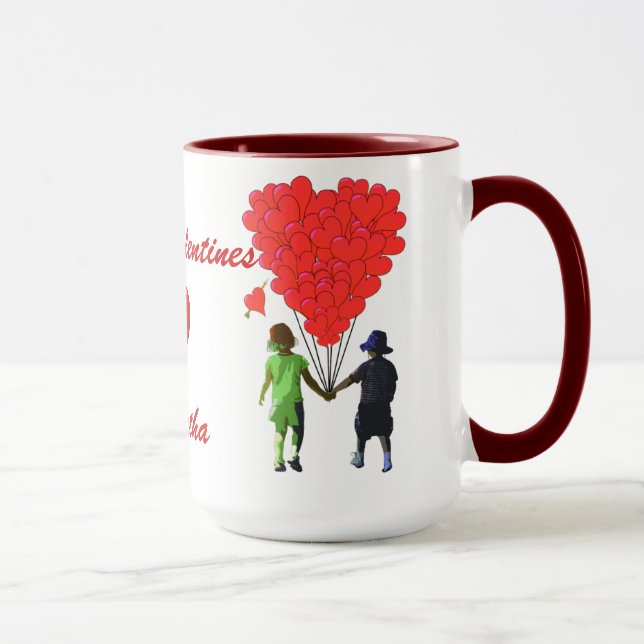 Cute romantic kids holding hands Valentines Mug (Right)
