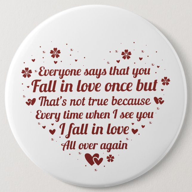 cute romantic love poem memory 6 cm round badge (Front)