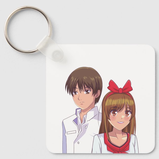 Cute Romantic Manga Art Key Ring (Front)