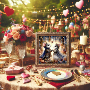 Cute Romantic Mouse Couple Love Poem Valentine  Holiday Card