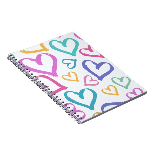 Cute Romantic Pastel Hearts Notebook (Right Side)