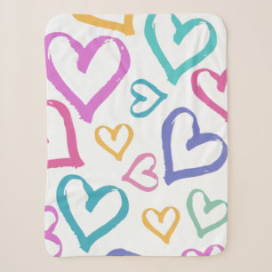 Cute Romantic Pastel Hearts Sherpa Blanket