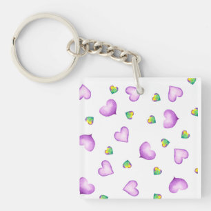Cute Romantic  Purple Heart Birthday   Key Ring