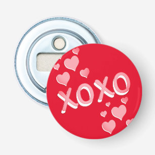 Cute Romantic Red Pink Hearts XOXO Bottle Opener