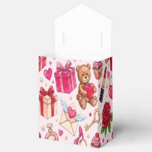 Cute Romantic Red & Pink Watercolor Love Pattern Favour Box
