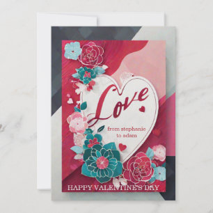 Cute Romantic Red Roses Valentine's day card 
