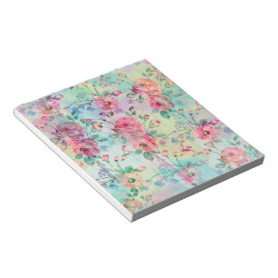 Cute romantic roses floral paint watercolors notepad
