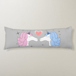Cute Romantic Unicorns Fairy Tale Pink Blue Grey Body Cushion
