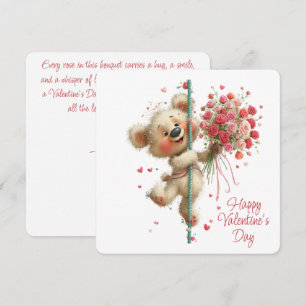 Cute Romantic Valentine Greeting with Teddy Bear  Holiday Card
