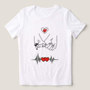 Cute Romantic Valentine Heart Beat Line Graphic Tri-Blend Shirt
