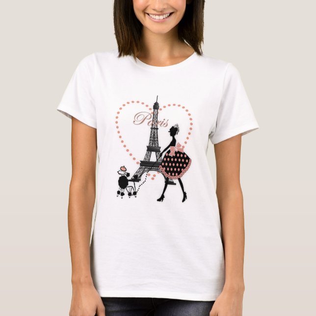Cute romantic vintage girl silhouette walking T-Shirt (Front)
