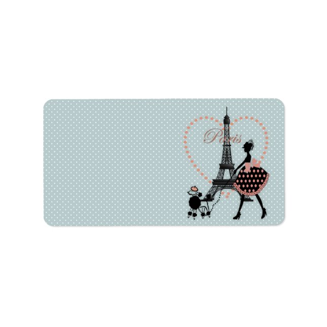 Cute romantic vintage girl  walking French poodle Label (Front)