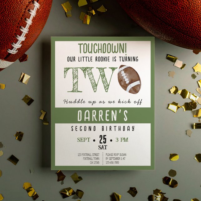 Cute Rookie Football Budget 2nd Birthday Invite (Creator Uploaded)