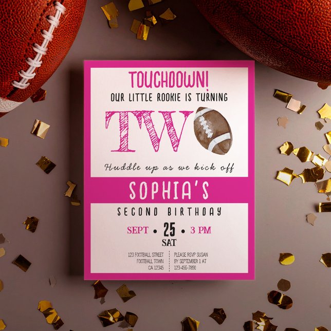 Cute Rookie Football Budget Girl 2nd Birthday (Creator Uploaded)