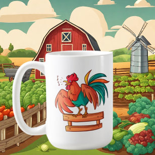 cute rooster add text coffee mug