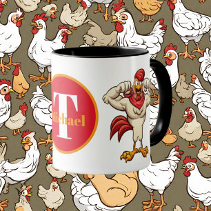 Cute rooster Country monogram mug