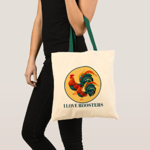 cute rooster lovers add message tote bag