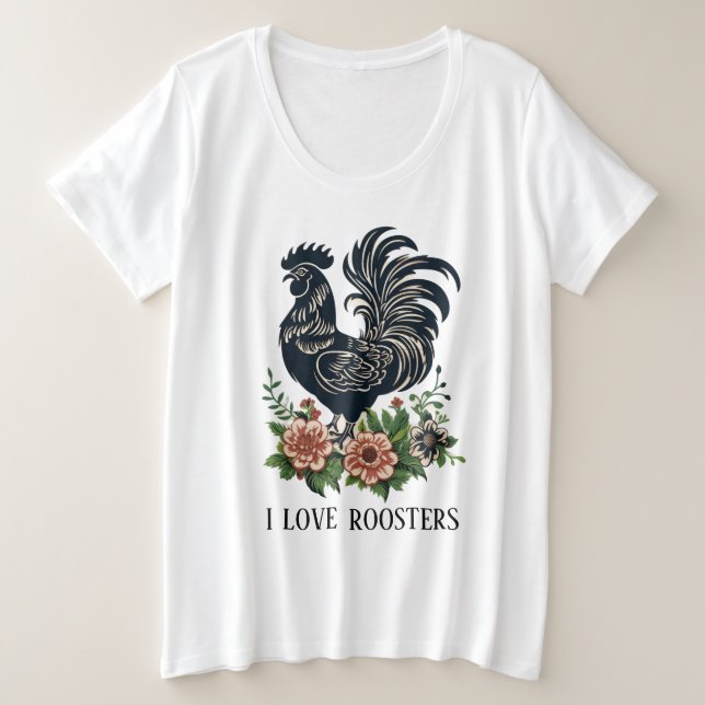 Cute rooster lovers add text  plus size T-Shirt (Design Front)