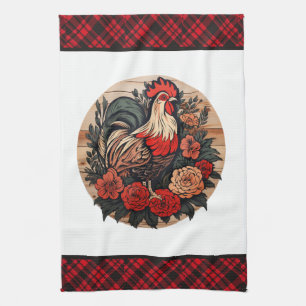 Cute rooster lovers Country kitchen Tea Towel