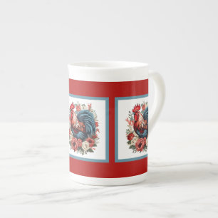cute rooster lovers kitchen  bone china mug
