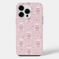 Cute Rose Bear and Floral Bouquet Seamless Pattern