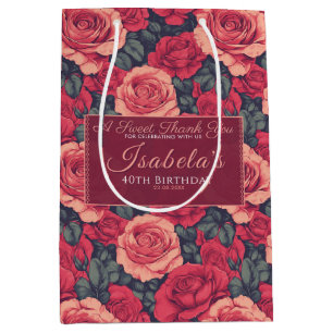 Cute Rose Birthday Favour Box For Thank You Sweets Medium Gift Bag