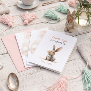 Cute Rose Bunny Birthday Thank You Cards