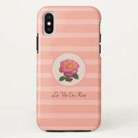 Cute Rose Flower on Coral Pink Striped