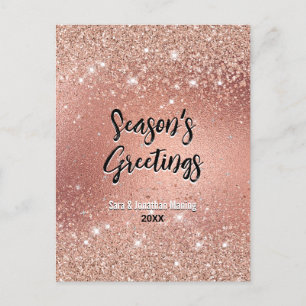 Cute rose gold glitter Christmas new year  Postcard