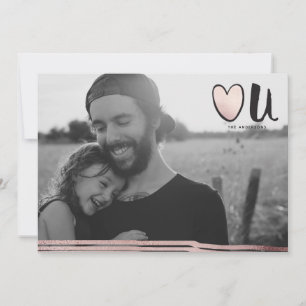 Cute Rose Gold Heart You Photo Valentine's Day Holiday Card