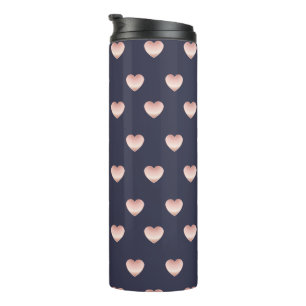 Cute Rose Gold Pink Shiny Hearts Pattern Thermal Tumbler