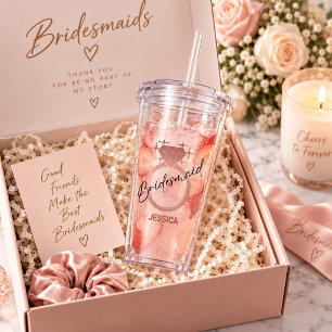 Cute Rose Gold Ring Bridesmaid Personalised Acrylic Tumbler