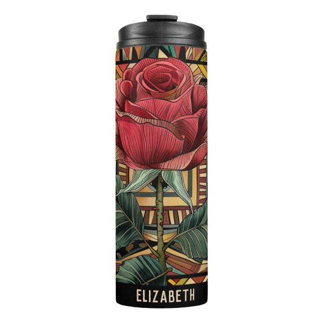 Cute Rose Latte Thermal Tumbler (Front)