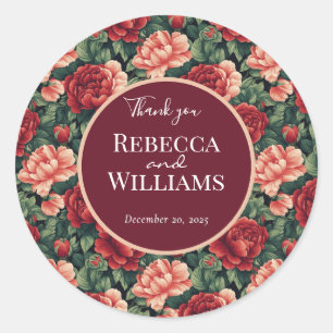 Cute Rose Traditional Wedding Sticker
