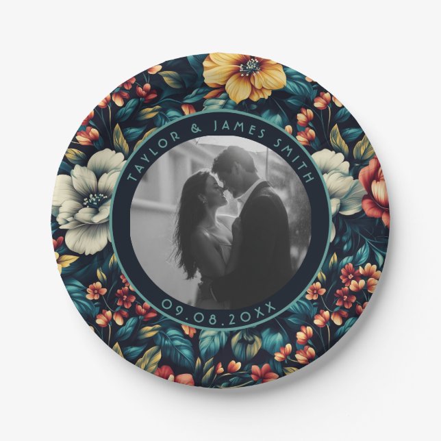 Cute Rose Wedding Plates For Bachelorette Party (Front)